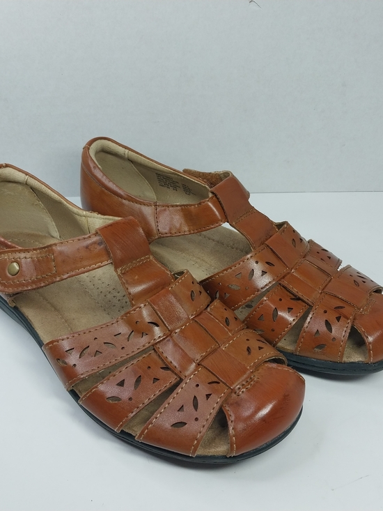 Easy Spirit Shoes - Earth Spirit Sandal Womens 8 Brown Fisherman Closed Toe Slip On Casual Leather